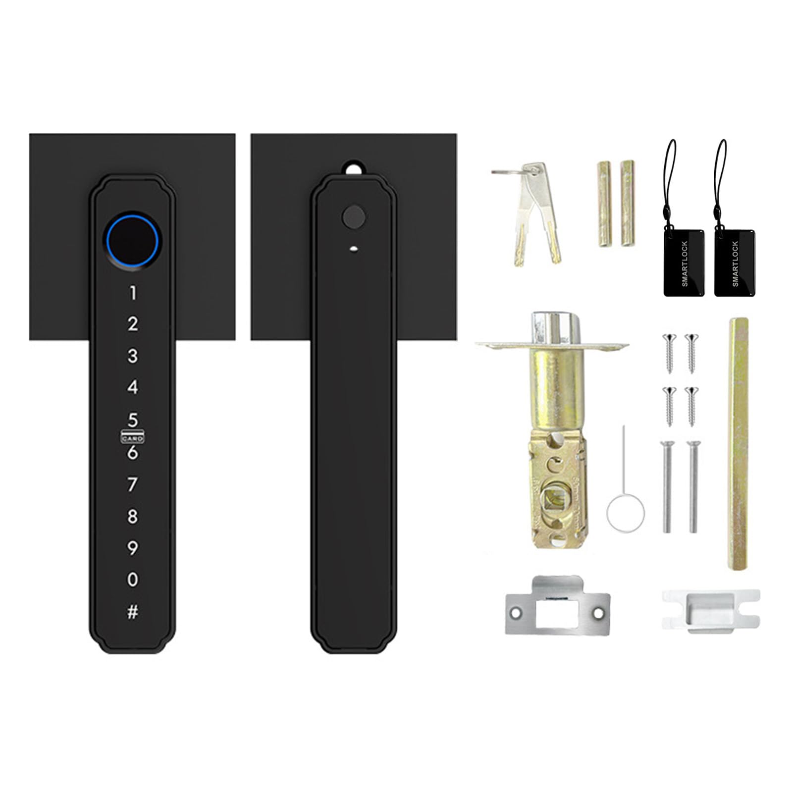 Cerradura Inteligente con Huella Digital, Control Remoto de Aplicación 5 en 1, Cerradura de Puerta Biométrica con Desbloqueo de 0,3 S, Perilla de Puerta de Entrada sin Llave con Huella (BLACK)