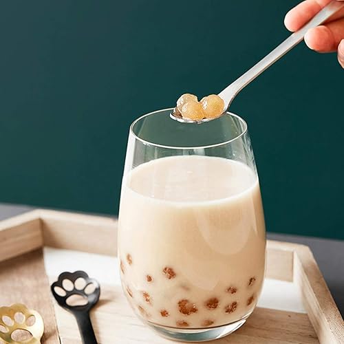 Miniatura 4 de BENBO - Cucharas de café con diseño de pata de gato, 4 unidades, de acero inoxidable, cucharadita de café, azúcar, helado, pastel, cucharas para