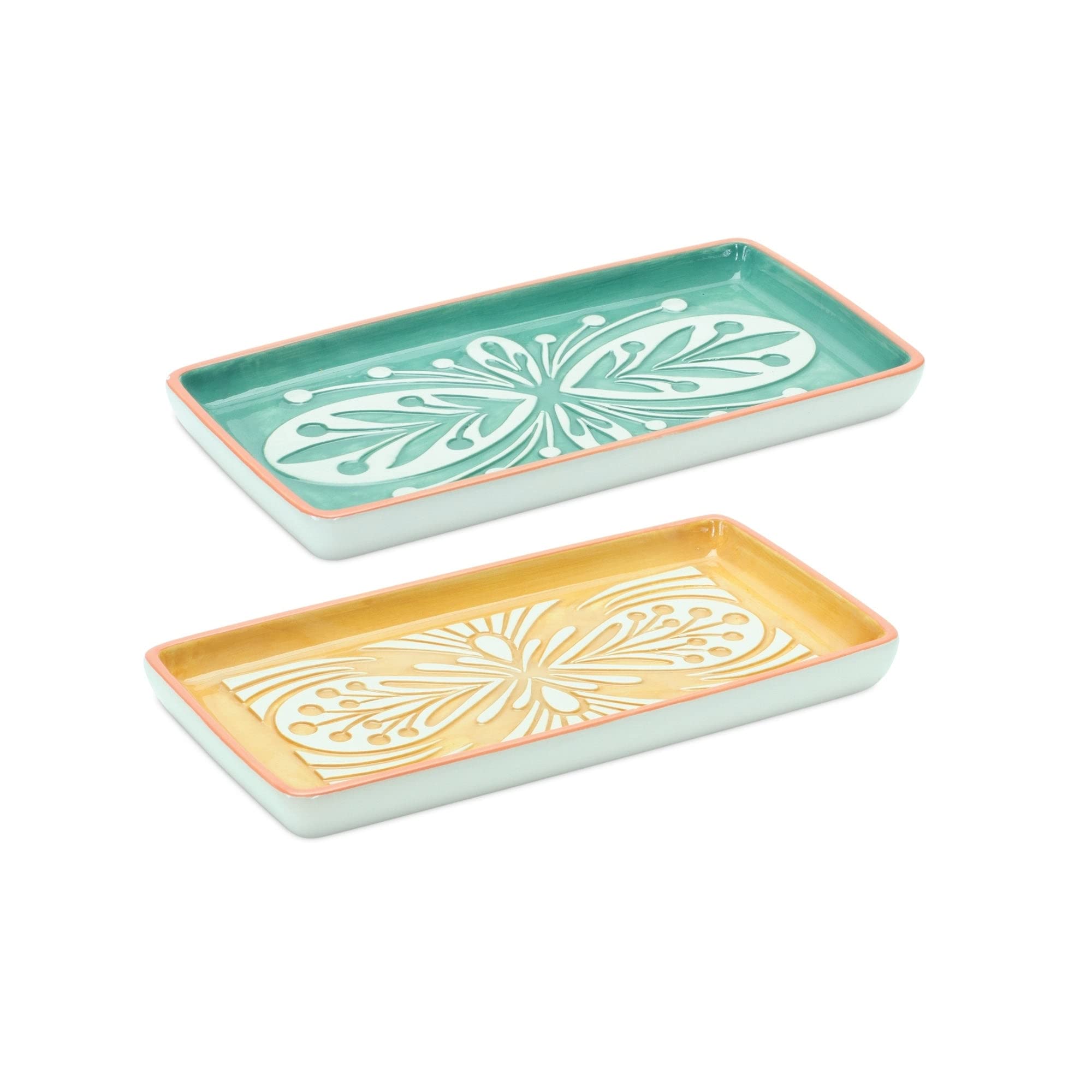 Amazon.com: Ceramic Tray (Set of 6) 8 X 4.25 3.25 Multi Color