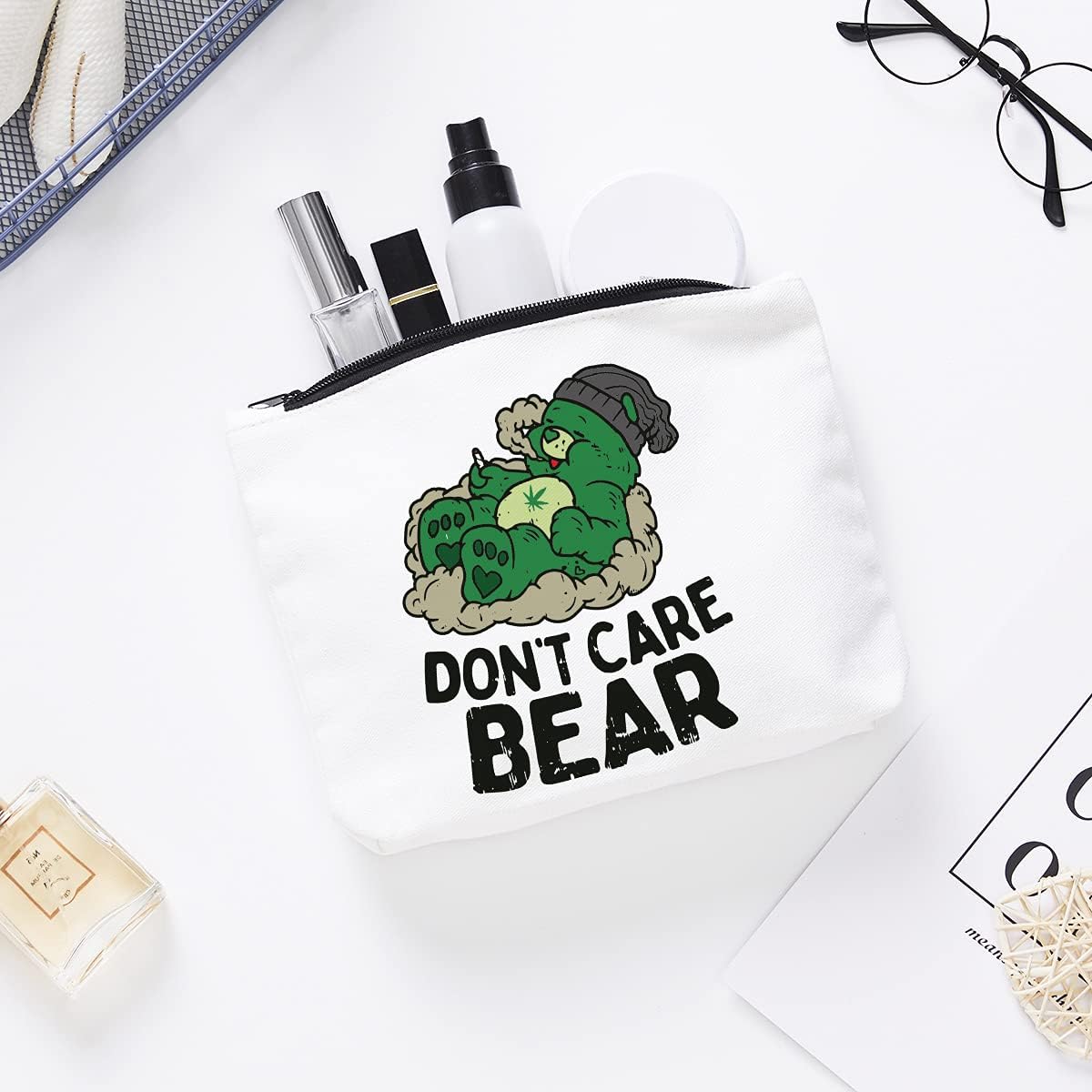 Buy Weed Accessories For Marijuana Makeup Cosmetic Bag Zipper Pouch Don T Care Bear Travel Bag Toiletry Make Up Case Multifunction Pouch Gifts For Women Stoner Friend Online In Taiwan B094ghgfr7