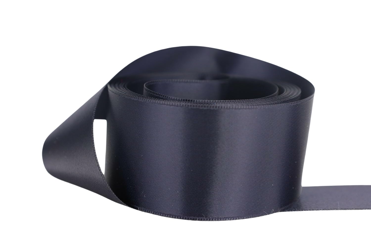 Ribbon Bazaar Double Faced Satin - Premium Gloss Finish - 100% Polyester Ribbon for Gift Wrapping, Crafts, Scrapbooking, Hair Bow, Decorating &amp; More - 1-1/2" Midnight Blue 50yd Spool