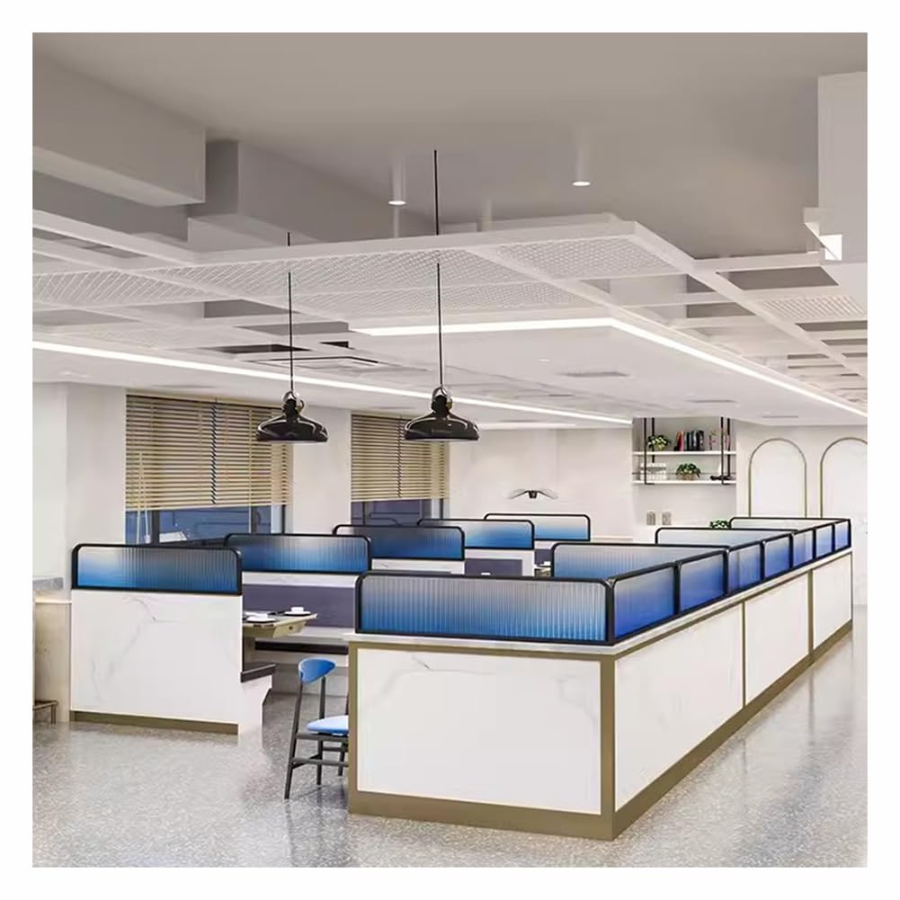 GJZQDKX Glass Countertop Divider for Dining Areas Restaurant and Office Decorative Partitions Matte Striped Design Public Areas