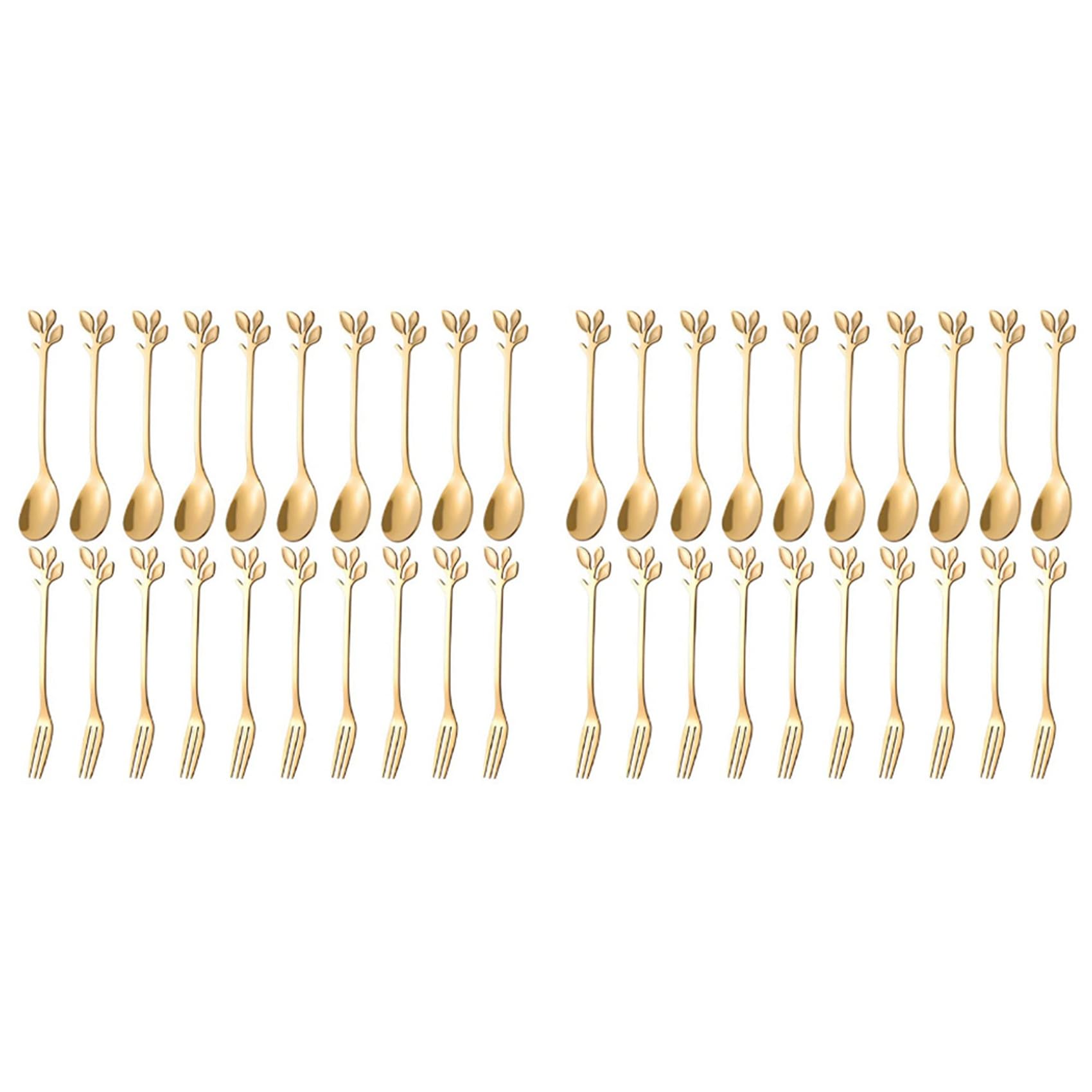 Hndhbfgrt Dessert Spoon Fork Set,40 Pcs 4.7 Inch Cake Fork,Coffee Spoon, Fruit Fork,(10 Spoon + 10 Fork)