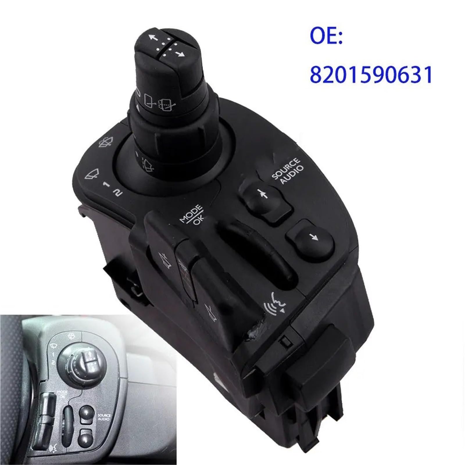 Para Clio III 8201590631, limpiaparabrisas Radio, columna dirección, interruptor combinado, señal mando de control de crucero