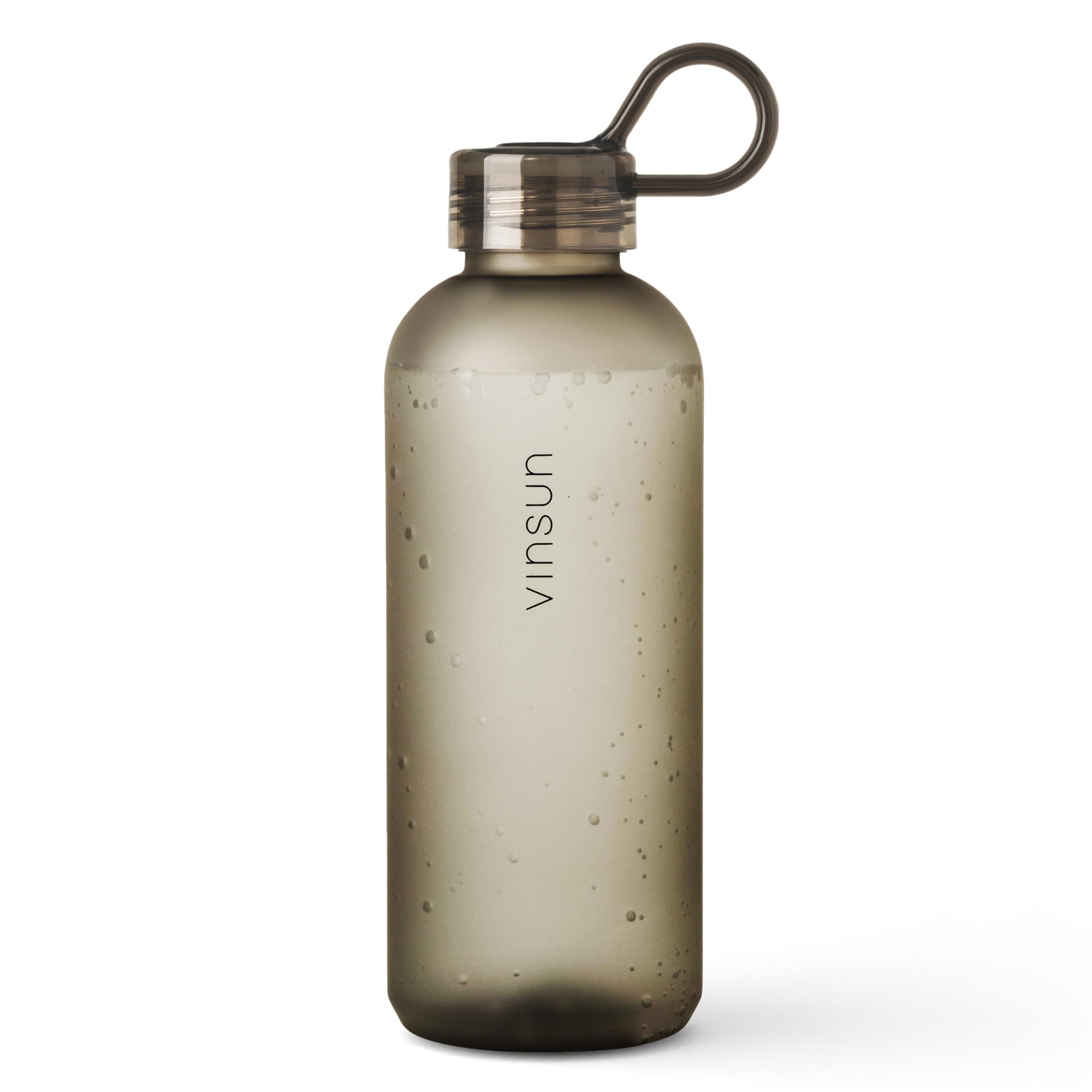 VINSUN Trinkflasche 650ml beige - leicht, auslaufsicher, Kohlensäure geeignet, BPA frei, Tritan - Schlanke Sport Flasche zum auffüllen - Fitness, Büro, Schule, Uni