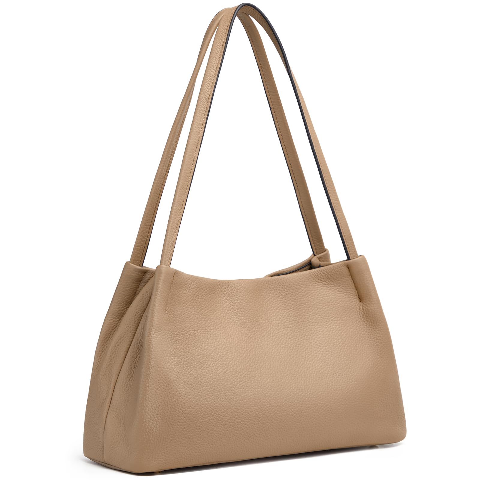 Kattee Leather Purses and Handbags for Women, Soft Genuine Leather Shoulder Hobo Bags with Top Magnetic Snap Closure (Apricot)