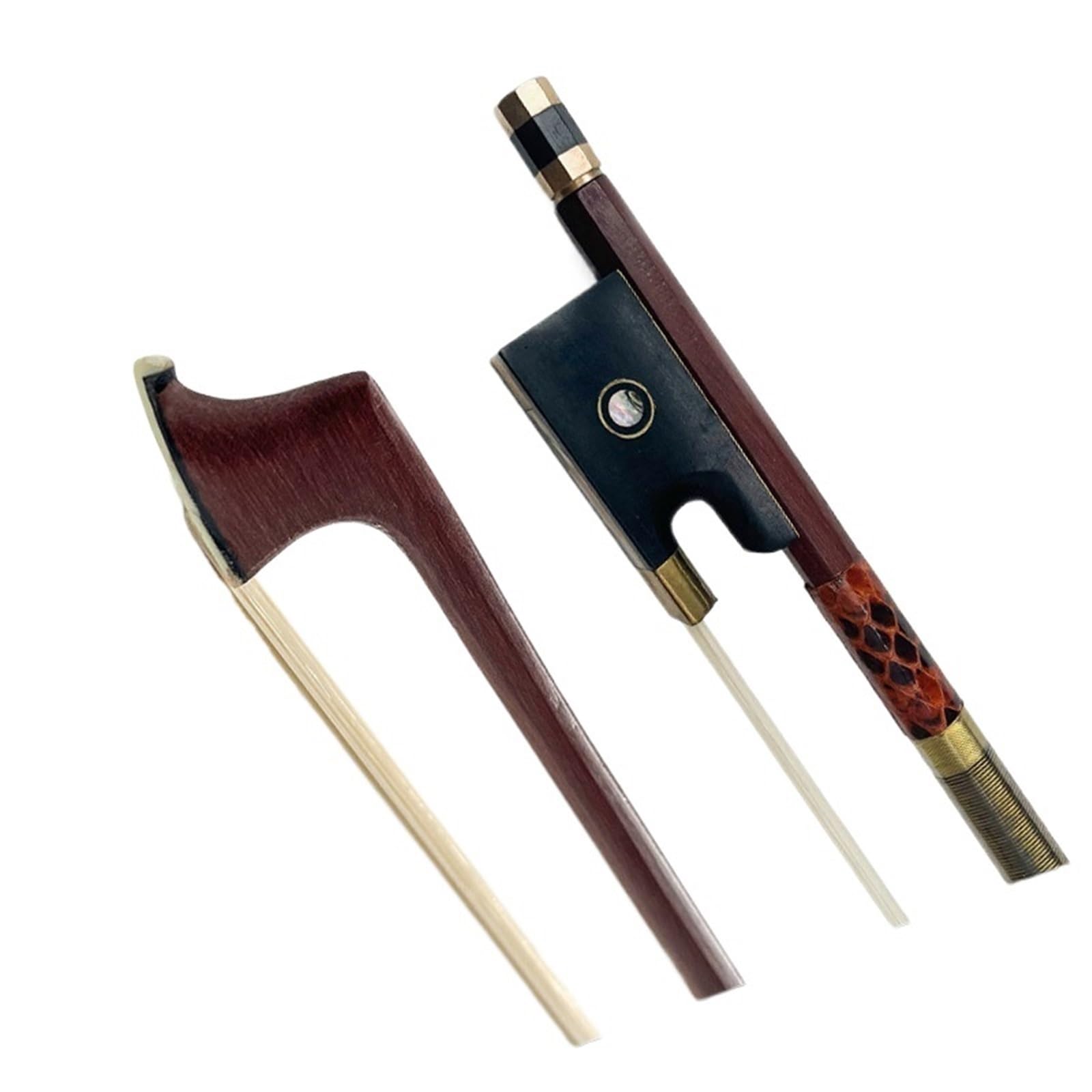 principiante Práctica Arco Violín Varilla para arco de violín pelo de cola de caballo natural arco profesional de madera brasileña de grado de rendimiento marrón 3/4(3/4)