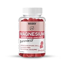 Weider Magnesium Gummies (48 caramelle gommose) Gusto Lampone, con 250mg di Magnesio Citrato, dose, senza glutine, senza allergeni, senza coloranti artificiali, per muscoli, ossa e ridurre la fatica