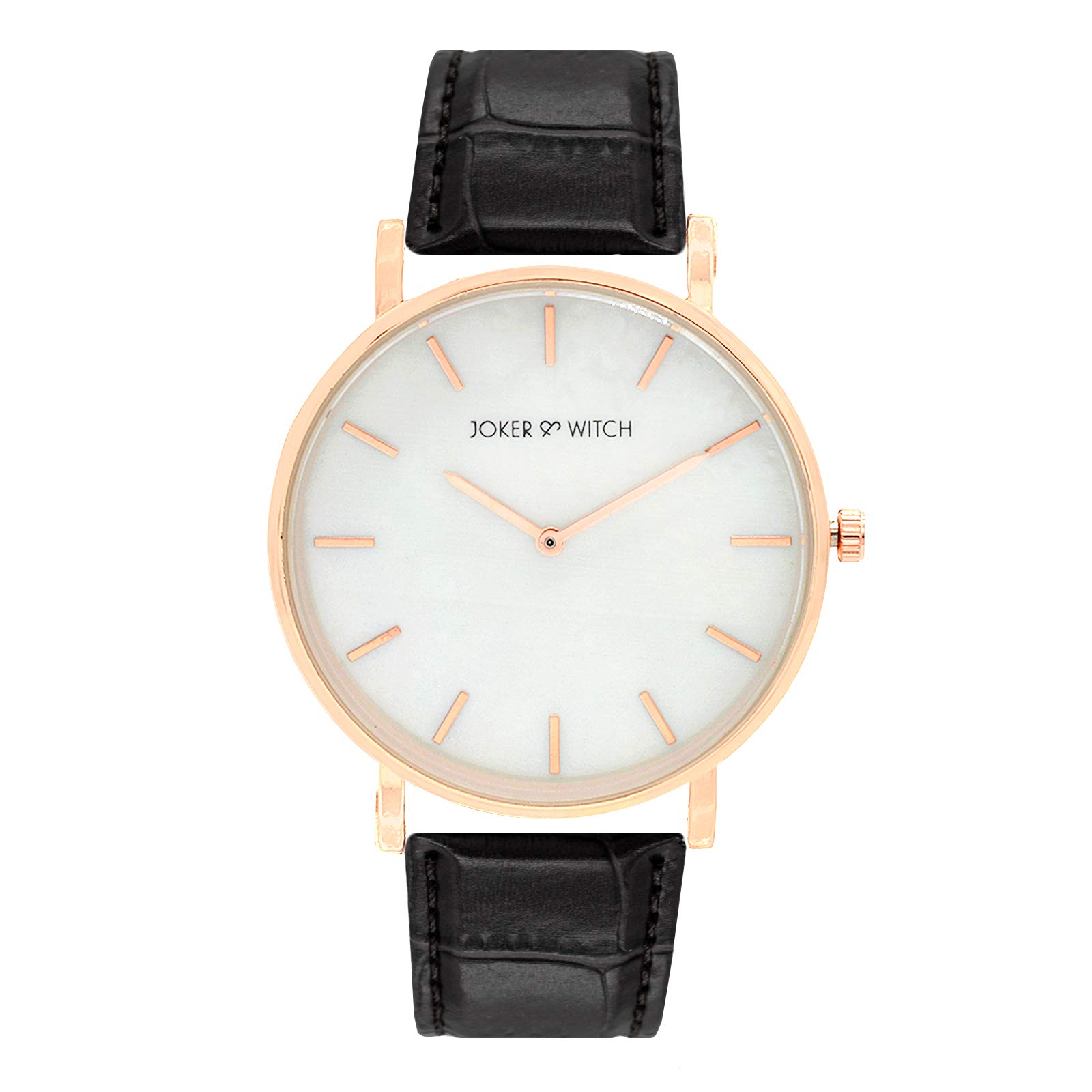 Joker & Witch Polyurethane Paul Black Croc Strap Unisex Analogue Watch, White Dial, Brown Band (B083P2GKTJ) Amazon Price History, Amazon Price Tracker