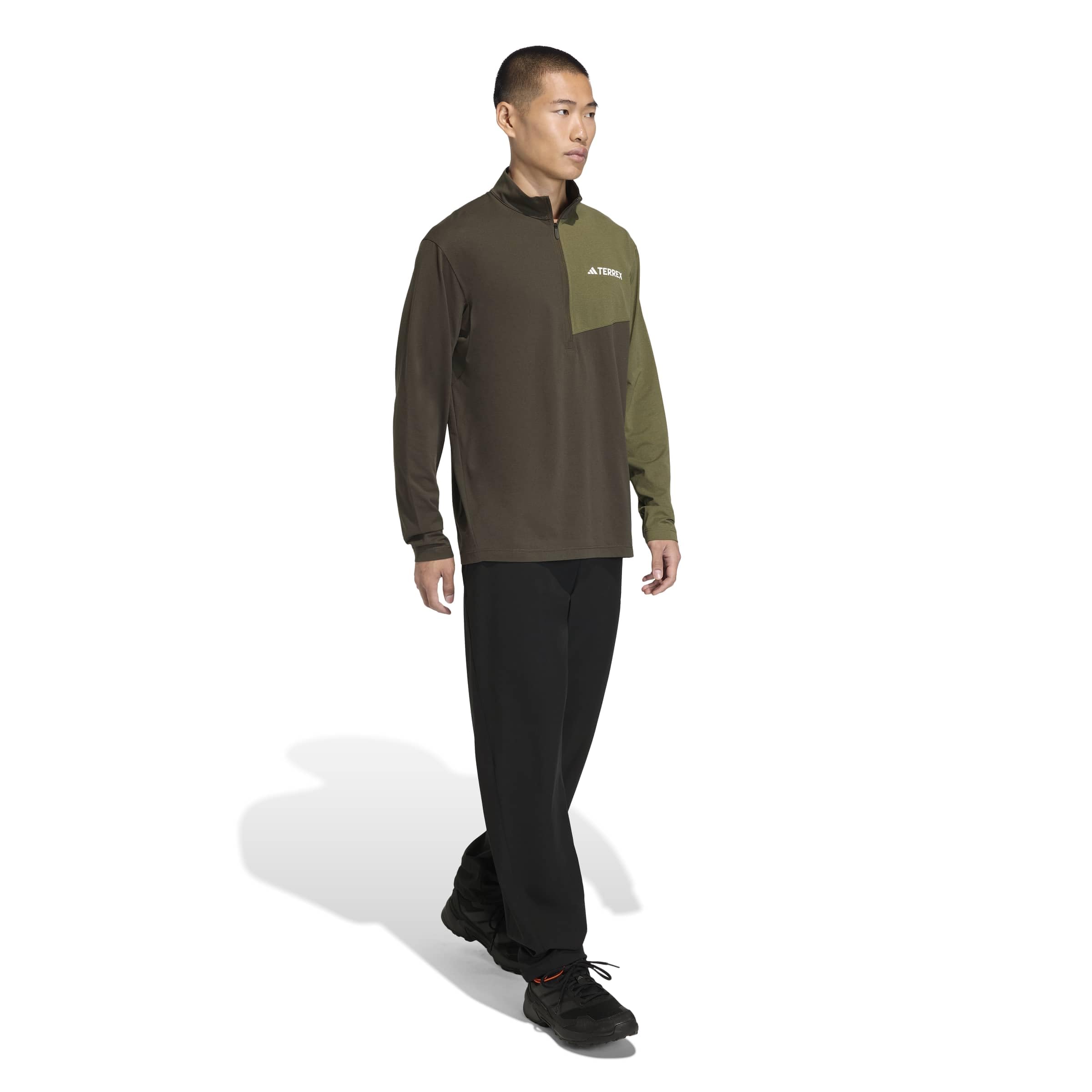 adidas Mezczyzni Terrex Multi Climacool Half Zip Long Sleeve Shirt, shadow olive, S