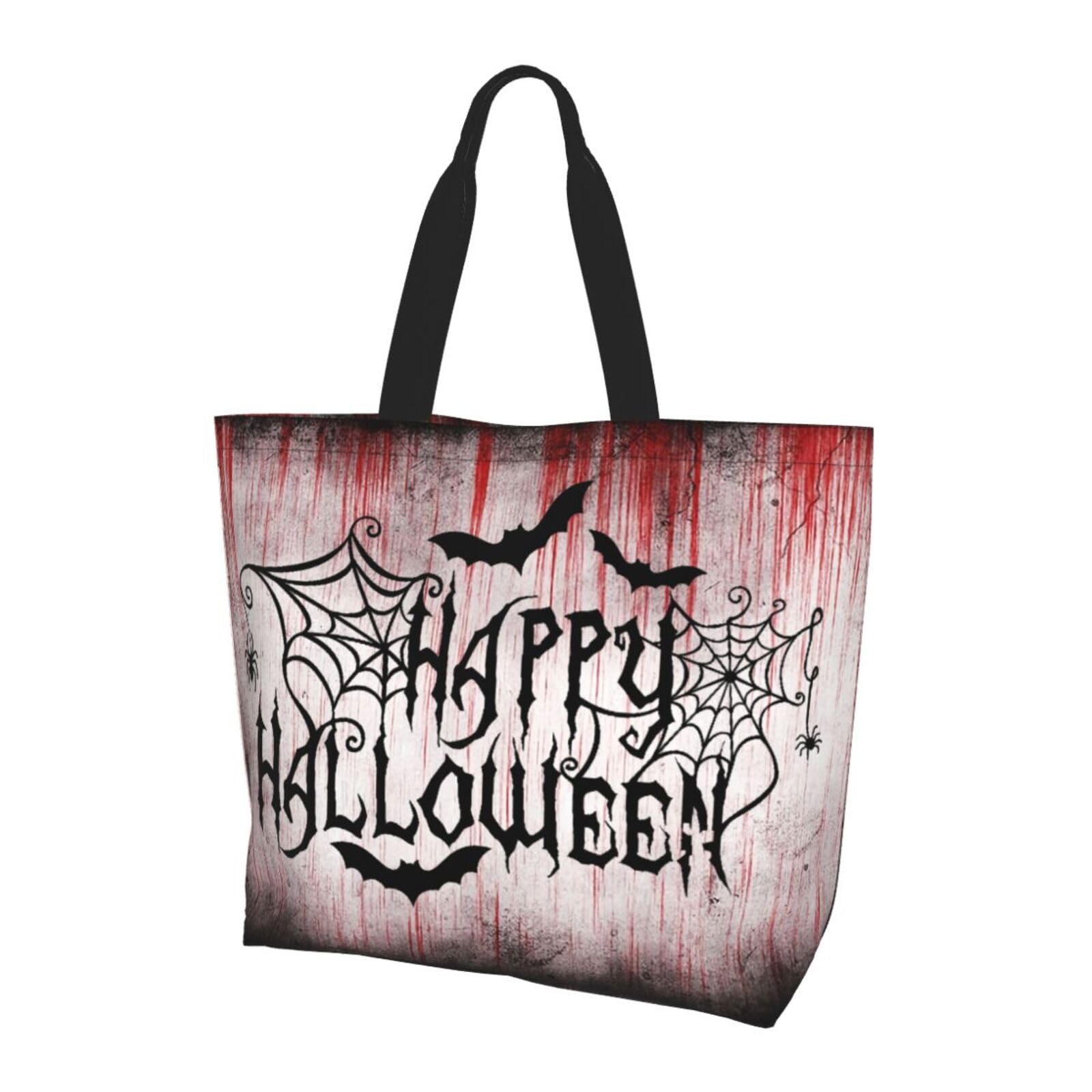 MANQINF Halloween Pumpkin Ghost Tote Bag Beach Bag Large Capacity Grocery Bag Reusable Shopping bags for Women