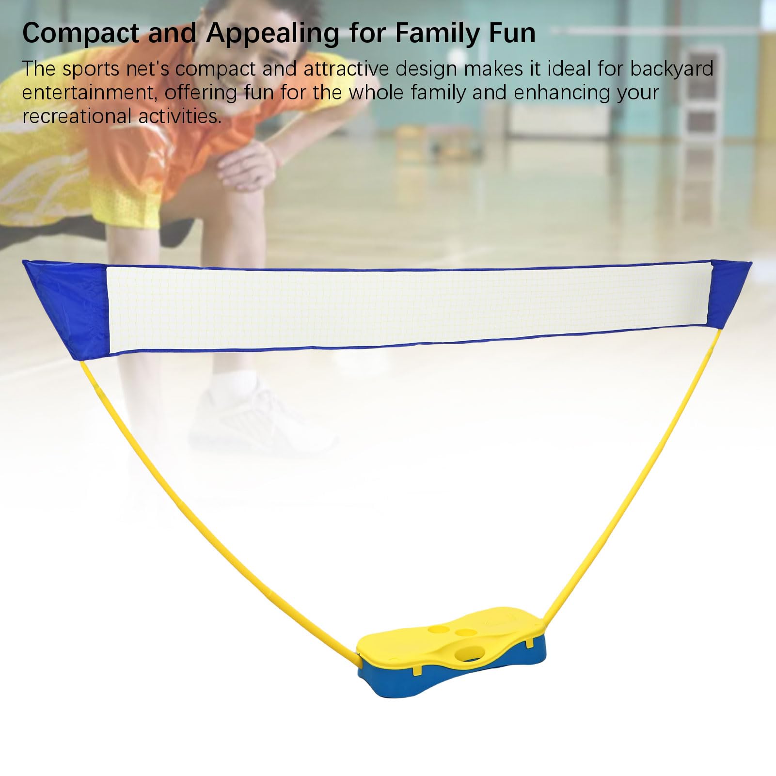 Telaio per Rete da Badminton Portatile per Interni ed Esterni Casa Semplice Badminton Post Intrattenimento Tipo di Stoccaggio 3 Metri Rimovibile Giallo