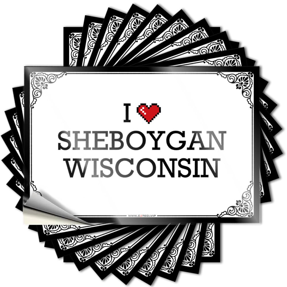I Love Sheboygan Wisconsin Sticker Lake | Neutral Bottle Removable Decal Pack(6X9CM)