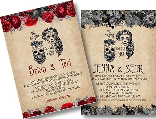 Halloween Gothic Wedding Invitations, Personalized, Set of 12