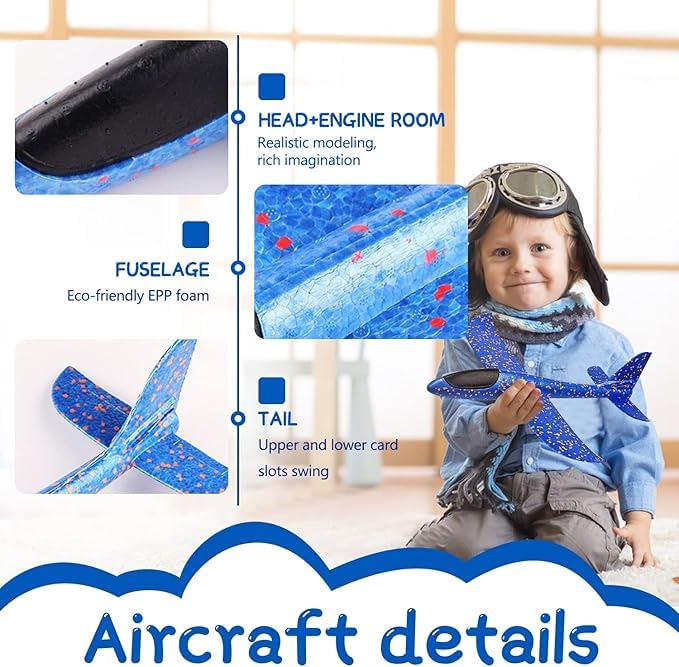 HATFRYF 4 Pack Airplane Toy, 24cm Throwing Glider Plane, Foam Plane Airplane, Aeroplane Toys, Dual Flight Mode Aeroplane - Image 3