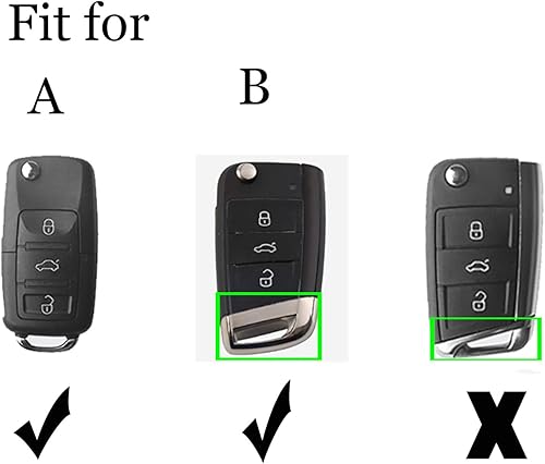 Miniatura 2 de ontto Funda de llavero con tapa para VW ABS y silicona sin llave, protección completa para Volkswagen Jetta Passat Golf Beetle Rabbit GTI CC EOS