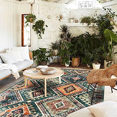 Retro Perzische stijl tapijt groene geometrische etnische woonkamer keuken woondecoratie area tapijt slaapkamer… - Afbeelding 4