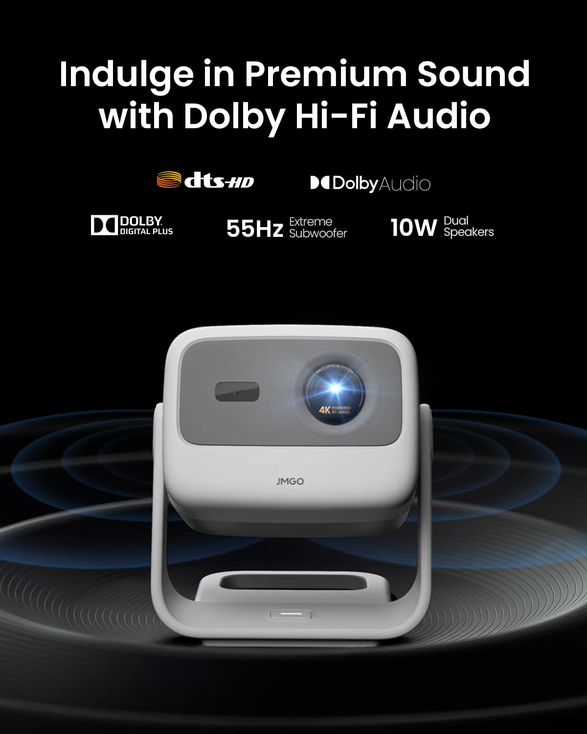 JMGO N1S 4K UHD Mini Beamer, Triple Laser Projektor, 1700 ISO Lumen, Gimbal Echtzeit Autofokus, Google TV, Netflix, 110% BT.2020, HDR10, 10W Dolby Audio, Blu-ray 3D, 200" für Aussen, Gaming, Business