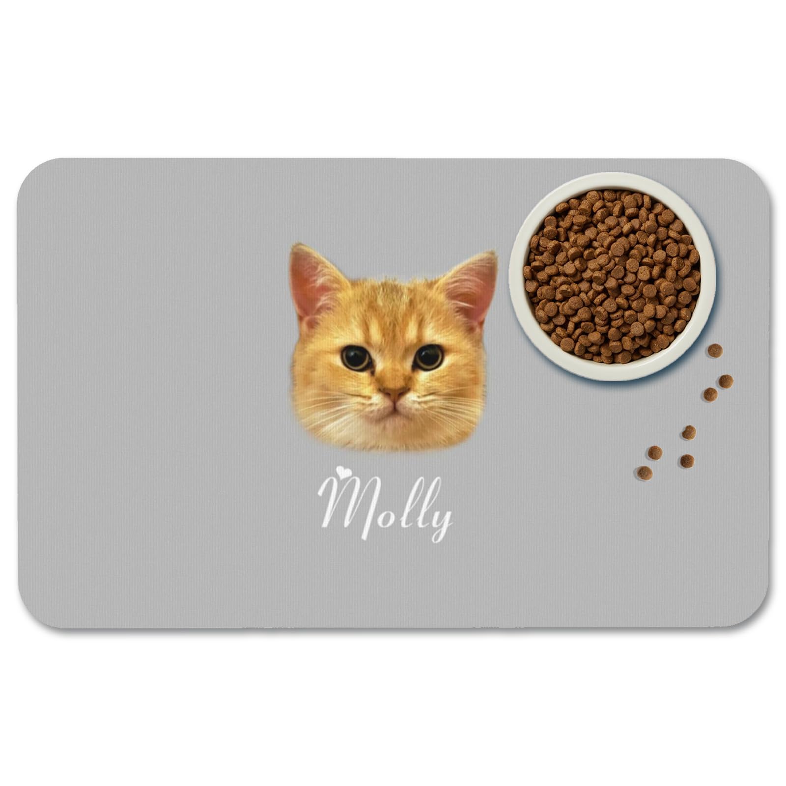 Naispanda Personalized Cat Bowl Mat Dog Food Bowl Mat Pet Feeding Mat Custom Pet Placemats for Food and Water Cat Eating Mat Anti-slip for Floors Waterproof
