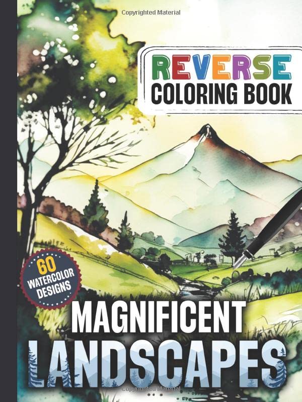 Anti stress livre de coloriage inversé aux 60 paysages magnifiques contre anxiété