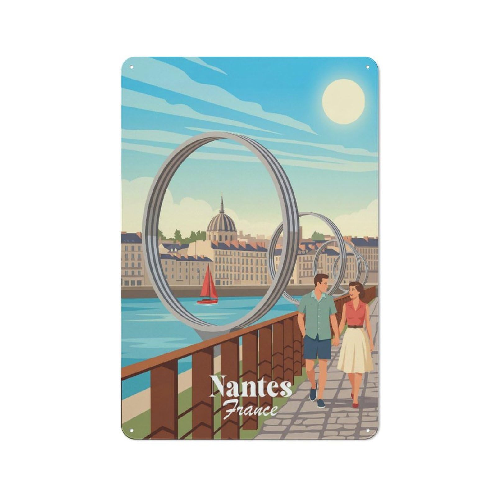 Vintage Nantes France Metal Plaque 30x20cm, Diner Style Decor for Bakery, Diner, Cafe Or Family Room