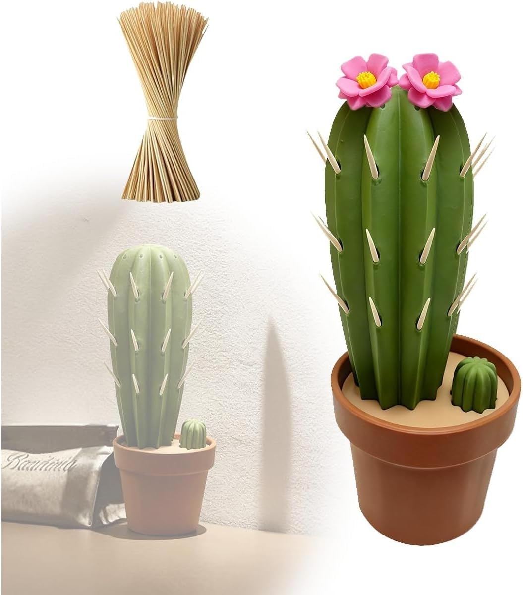 Cactus Toothpick Holder, 3D Printed Home Cactus Toothpick Holder, Fun And Practical Plant Ornaments Toothpicks, Used To Decorate The Desktop, The Choice Of Easter Gifts (1.2)