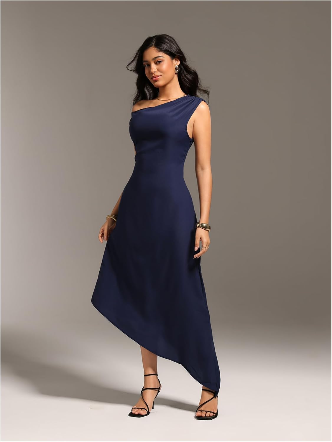 SweatyRocks Women's Elegant One Shoulder Cocktarl Dress Classy Asymmetrical Hem Evening Party Formal Dress - Image 4