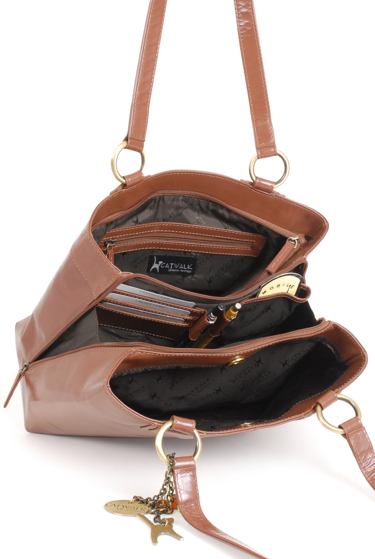 Catwalk Collection Handbags - Bolso de Hombro Piel de Mujer - Tote Bag Mediano - Bolso de Mano Diario con Multibolsillos - Bellstone