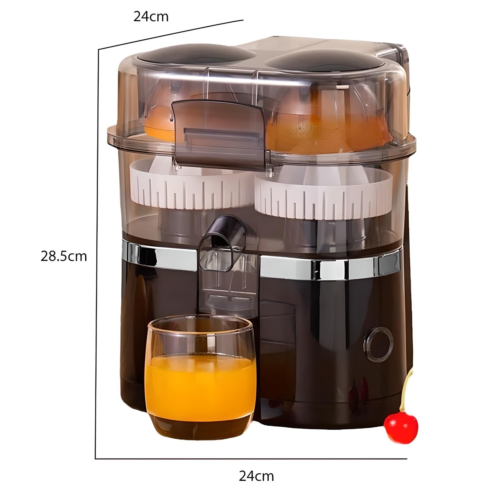 Exprimidor eléctrico de Doble Cabezal, con 8 Dientes y Doble Orificio, Potente Motor de 15000 RPM y Cortador de Fruta Integrado, para limón y Naranja
