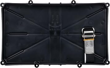T-H Marine Battery Holder Tray with Stainless Steel Buckle - Heavy Duty Marine & RV Battery Mount - Corrosion Resistant, NMMA Certified, Tight-Space Battery Tray - 27 Series Tray, 12.5" x 7"