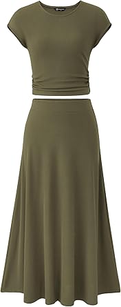 PRETTYGARDEN Two Piece Skirt Set for Women 2025 Summer Spring Dressy Casual Knit Travel Vacation Matching Lounge Outfits
