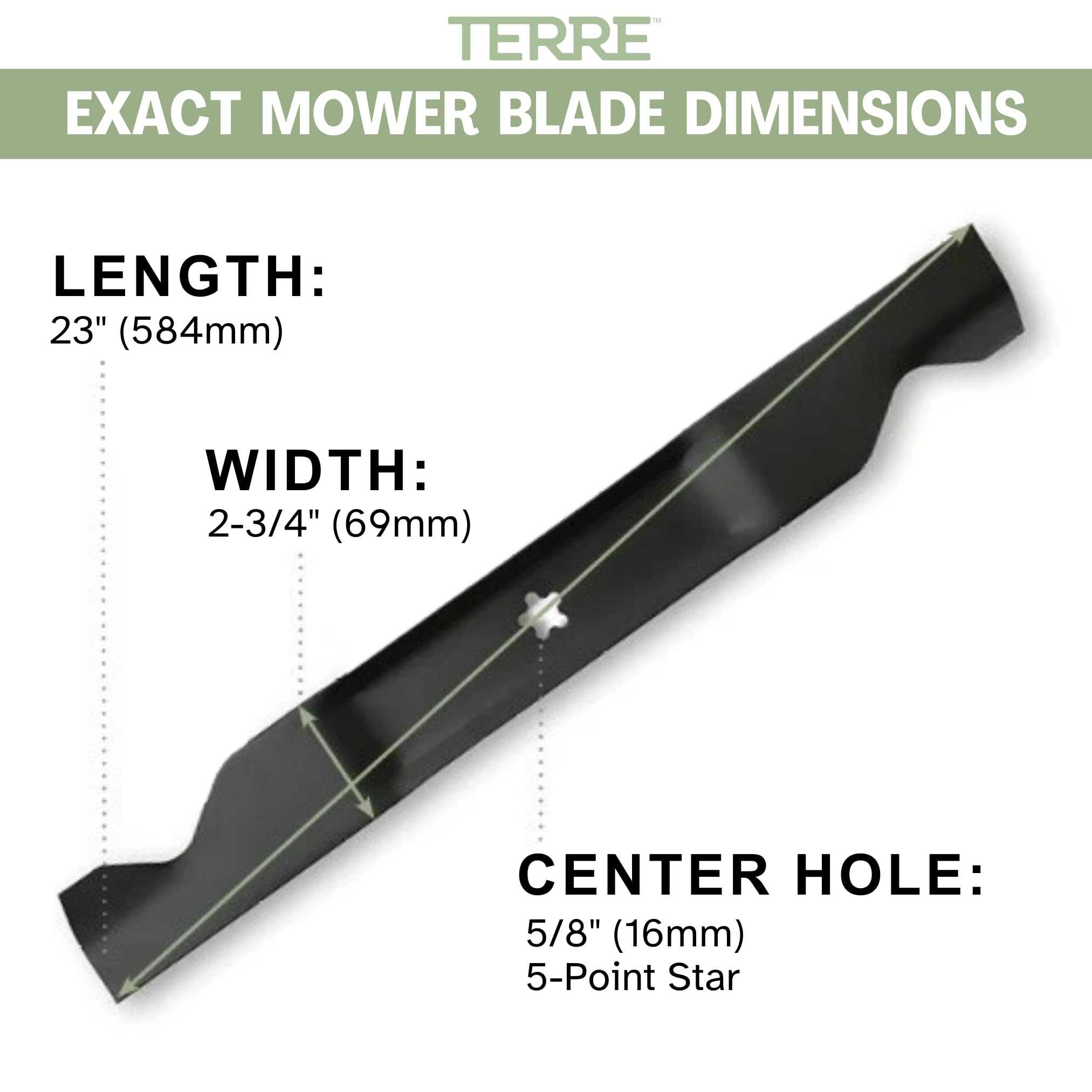 Terre Products - Paquete de 2 cuchillas para cortacésped de elevación media, corte de 46 pulgadas, compatible con Craftsman, Husqvarna, Poulan, repuesto para 405380, 532-405380, 33266 y PP21011