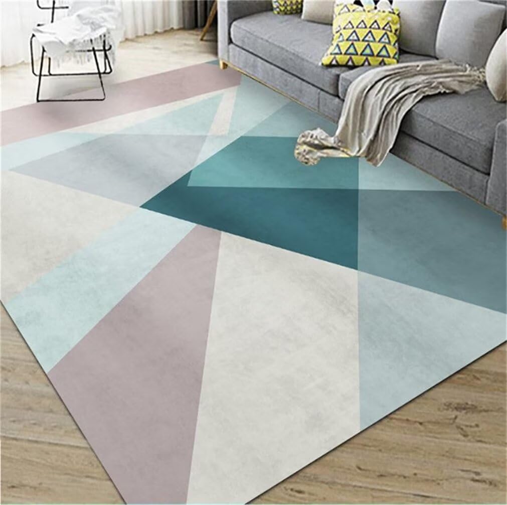 Tapis de salon 200x300 cm bleu résistant et doux pour chambre d'enfant et ado