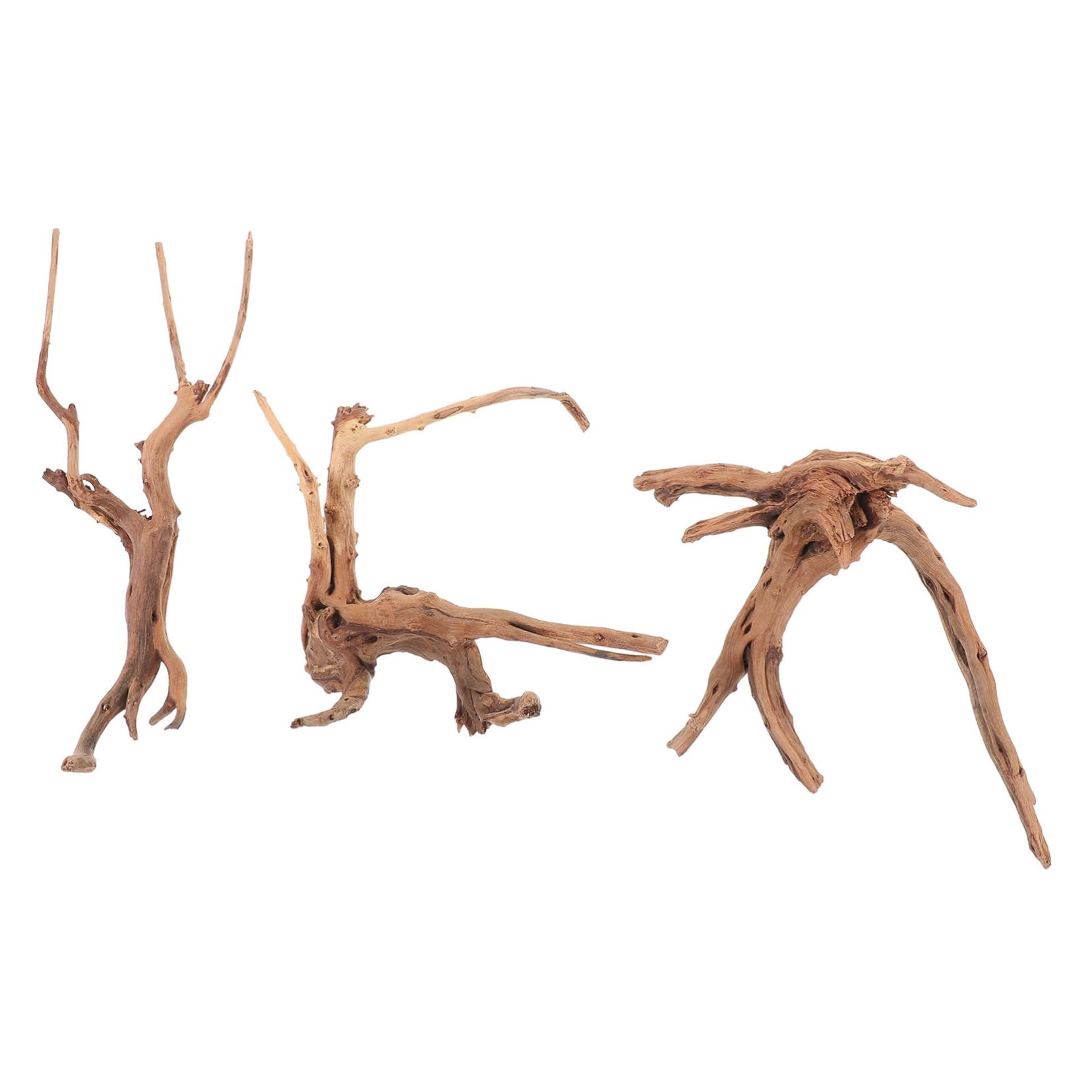 Driftwood naturel pour aquarium et terrarium : lot de 3 racines de rhododendron