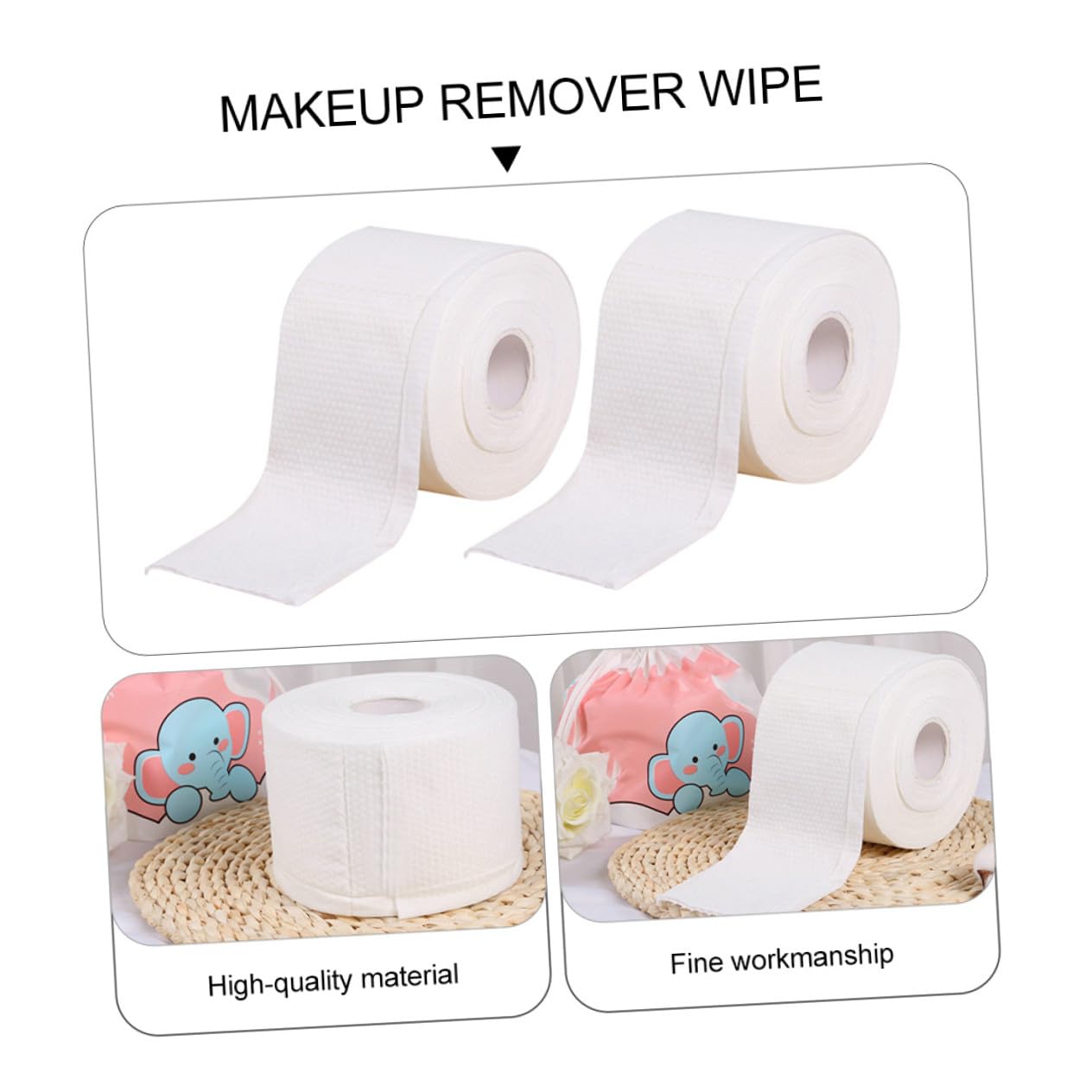 2 rollos Toallas Faciales Desechables de Algodón Paños Limpiadores Hipoalergénicos para Maquillaje y Limpieza Facial Seco y Húmedo Suaves y Gruesos Portátiles para Viajes y