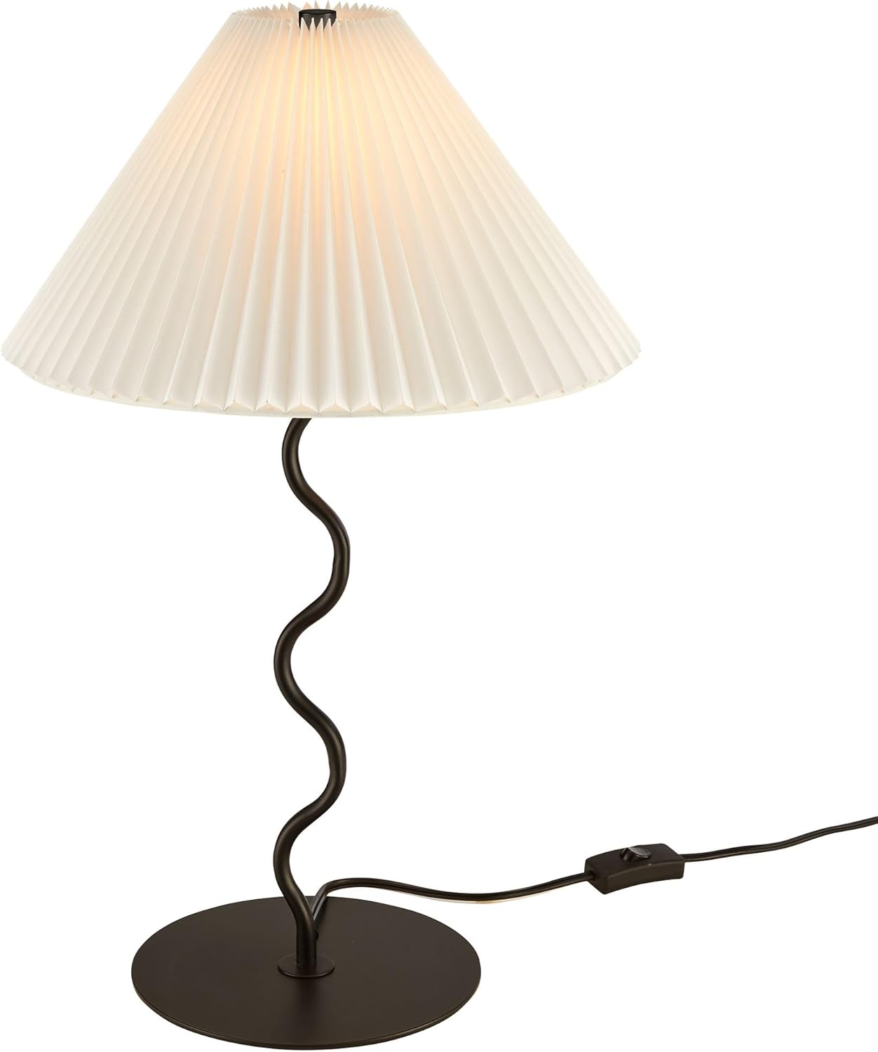 Modway Wave Squiggle Table Lamp in Black - Modern Table Lamp with Pleated Lamp Shade - Aesthetic Accent Lamp - Ambient Lighting for Bedroom, Living Room, and Entry Table