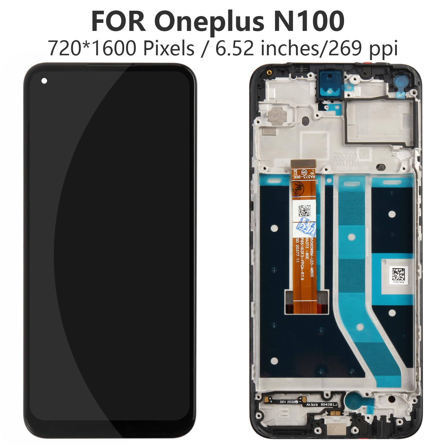 Substituição de tela LCD OnePlus Nord N100 com moldura para