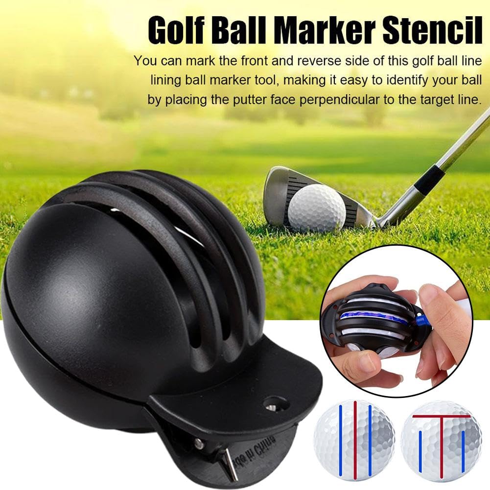 Golf Ball Marker Tool Lines Drawing Alignment Kit with 2 Color Waterproof Pen for Beginners