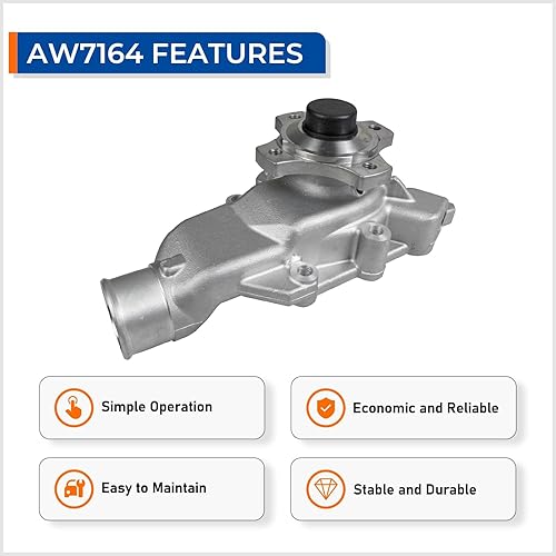 Miniatura 5 de MACEL AW7164 Bomba de agua con junta compatible con Jeep Grand Cherokee 2000-2006 Jeep Wrangler 4.0L L6 1999-2004