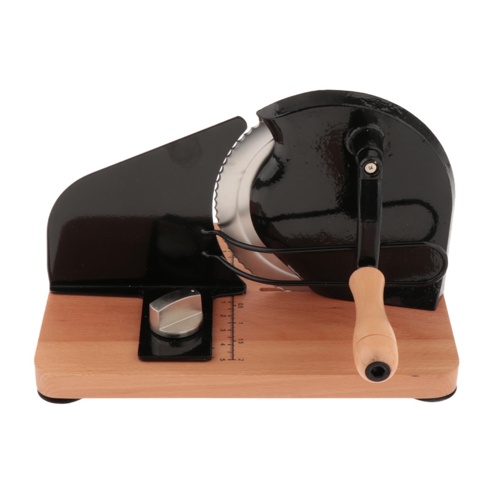 Cortador de Pan Manual Rebanadora Ajustable con Base Antideslizante Escala Incorporada Madera y Acero Inoxidable Adecuado Casero Cocina, Negro, Individual