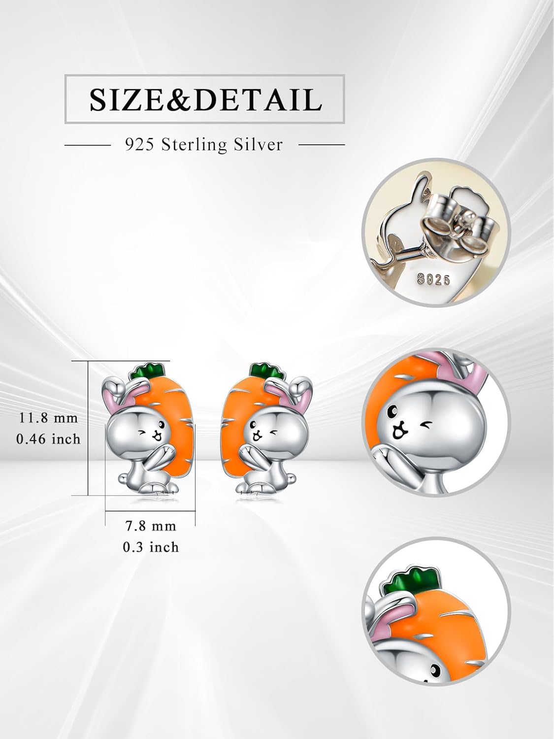 Easter Bunny Earrings 925 Sterling Silver Cute Rabbit Earrings Bunny Easter Jewelry Gifts for Women Lady