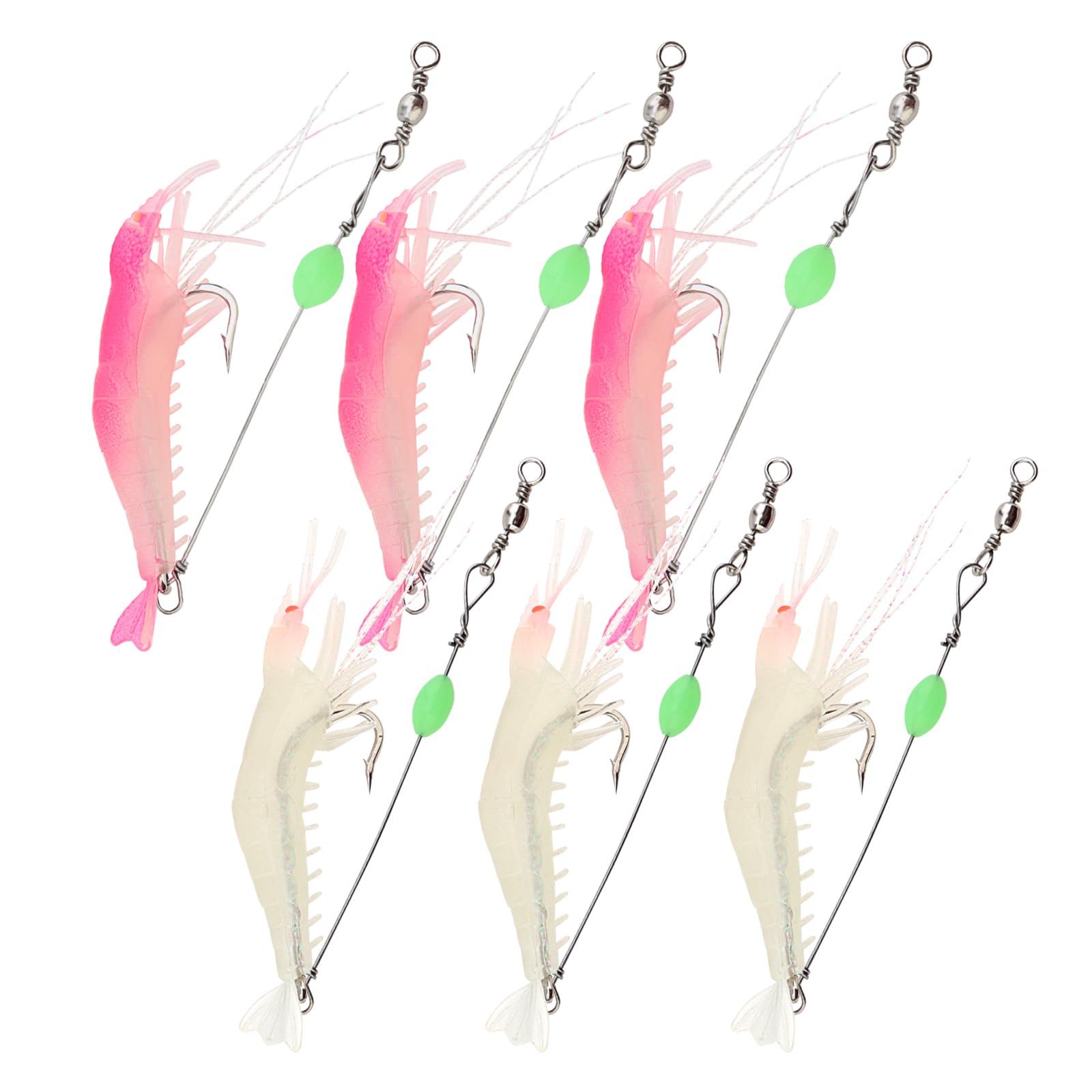 Esche da pesca in acqua salata esche per gamberetti, esche luminose e morbide per gamberetti, esche artificiali in silicone con ganci per trota, spigola, salmone