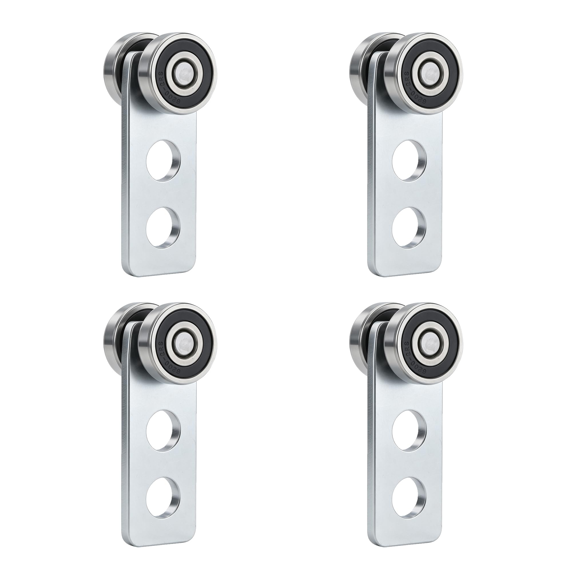 Rulli per Carrello a 2 Ruote. Gruppo Carrello con Cuscinetti. La Parte Superiore del Carrello ha Spazio per Viti di Fermo, consentendo l'uso di Un Canale di Supporto Alto 1-5/8".