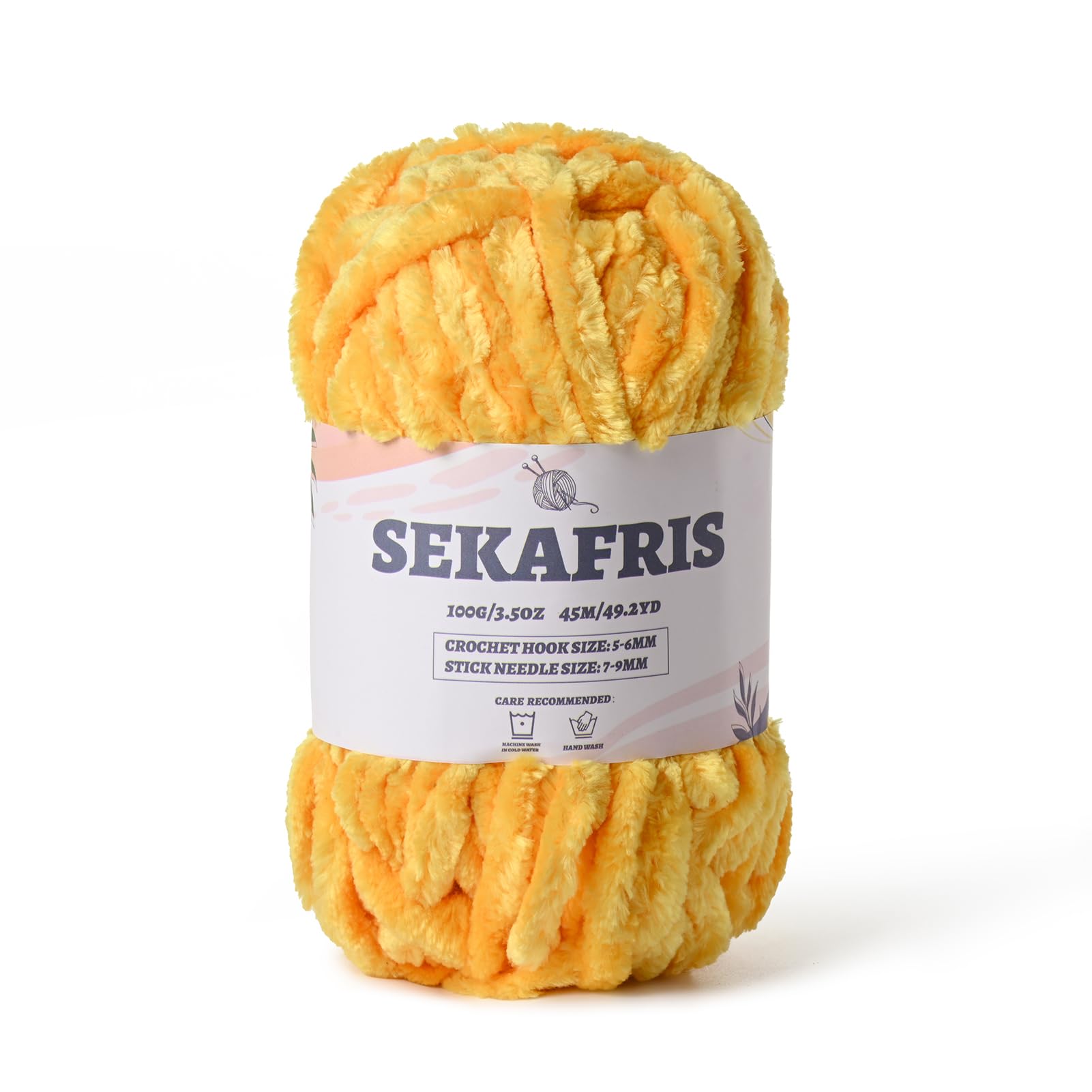 Chenille Velvet Soft Yarn Golden Yellow 1 Pack