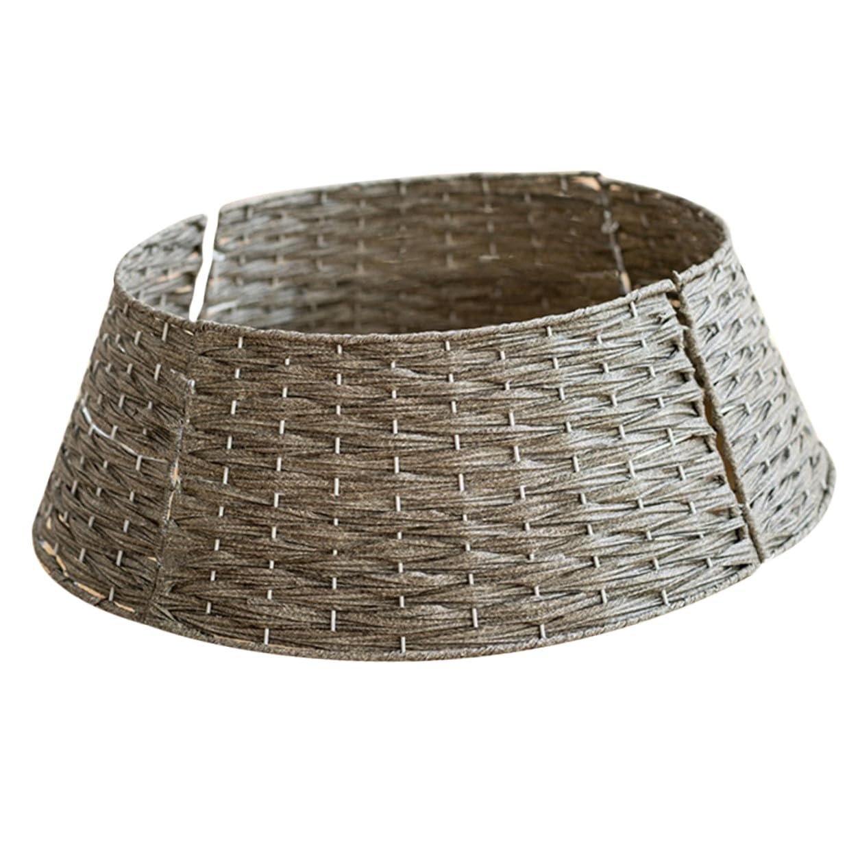 FOMIYES Supporto per Albero di Natale Collare e Gonna in Rattan Intrecciato Grigio Piccolo, Copri Base Riutilizzabile per Decorazioni Natalizie e Contesto Festivo