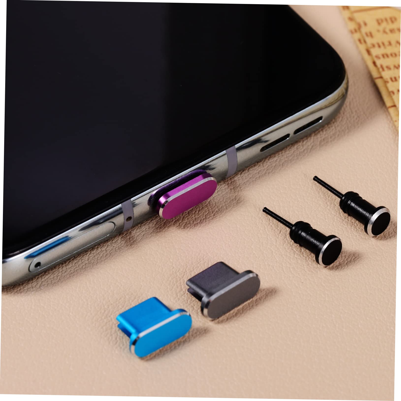 DOITOOL 5 Juegos Enchufe Teléfono Móvil a Prueba Polvo Cubierta del Puerto Carga Auricular para Teléfono Celular Enchufe Puerto Enchufe Tipo c Metal Androide Componente