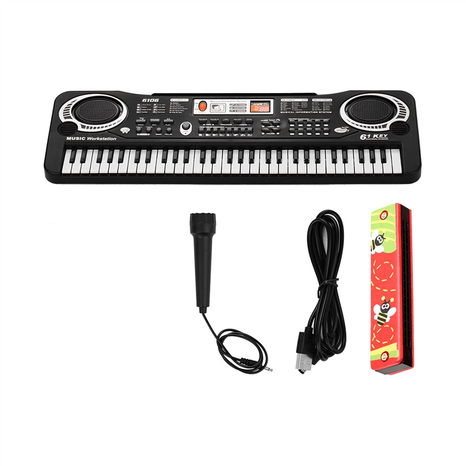 Amazon.co.jp: 電子ピアノキーボード 61キーピアノ学生用マイク