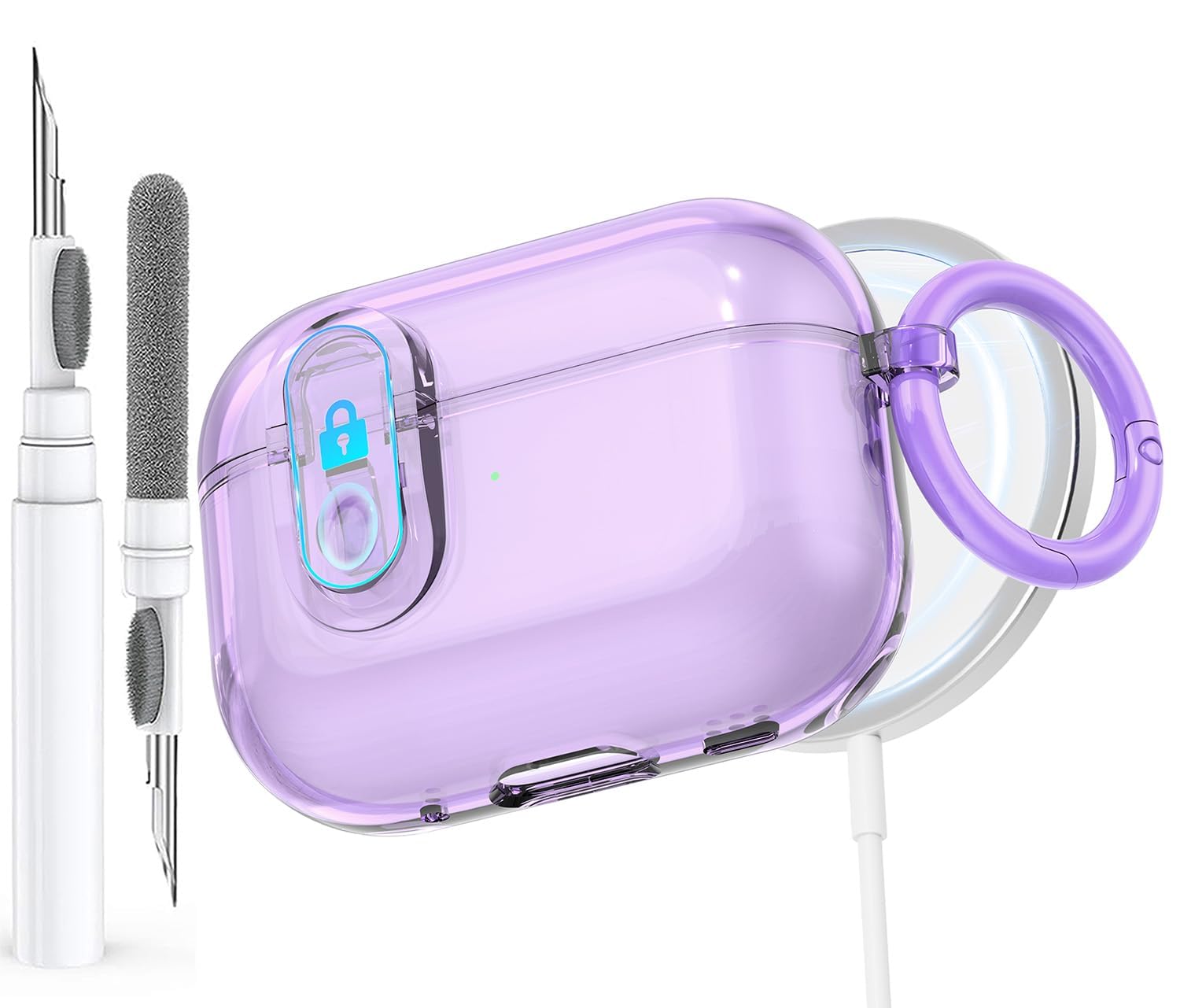 Clear Lock Case for AirPods Pro 2nd/1st Generation Case (USB-C), Effortless MagSafe, Soft TPU Transparent Apple Airpod iPod Pro Case 2nd/1st Gen 2023/