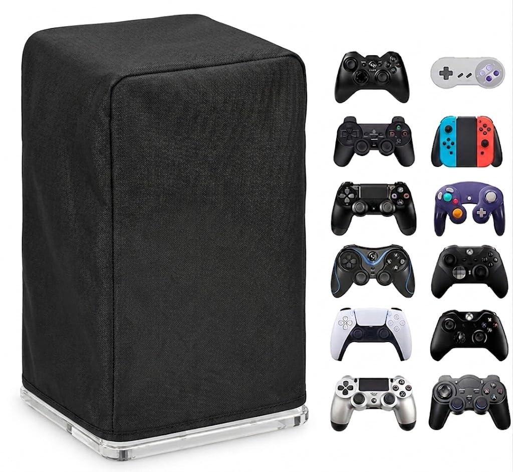 oopz Gaming Controller Dust Cover – Nylon Fabric Protective Storage Box for Xbox, PlayStation, Switch & PC Controllers | Acrylic Stand Compatible | Black..-image-25