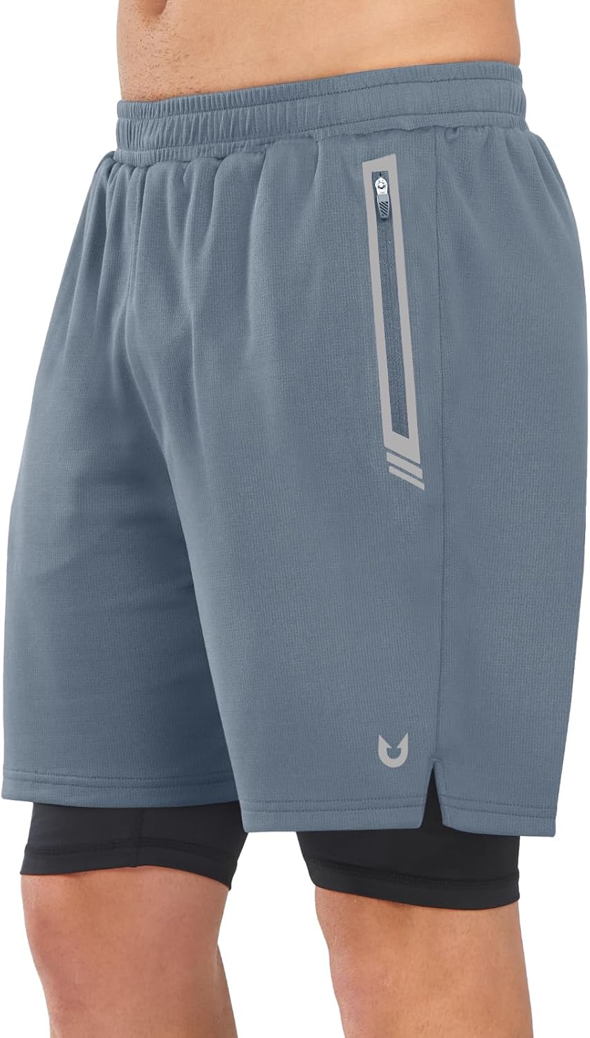 NORTHYARD Men’s 2 in 1 Running Shorts Workout Gym Athletic Shorts with Liner Active Training Shorts with Zipper Pockets